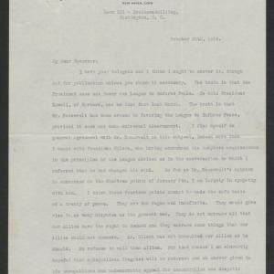 Letter from William H. Taft to Thomas W. Bickett, October 30, 1918, page 1
