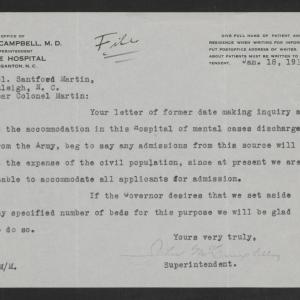 Letter from John J. McCampbell to Santford Martin, January 18, 1919