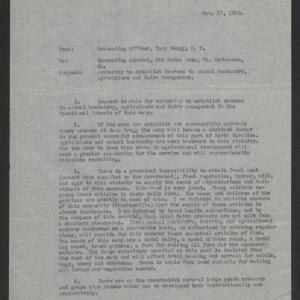 Letter from Albert J. Bowley to the Commanding General of the 4th Corps, November 27, 1920, page 1