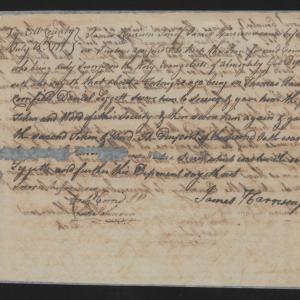 Deposition of James Harrison Jr., 15 July 1777