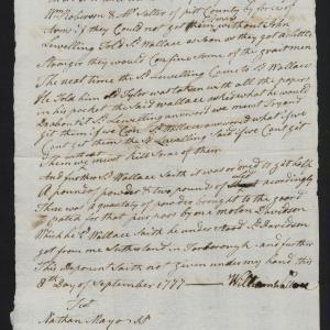 Deposition of William Wallace, 8 September 1777, page 1