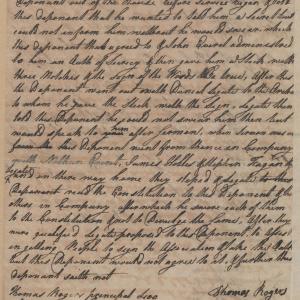 Deposition of Thomas Rogers, 18 July 1777, page 1
