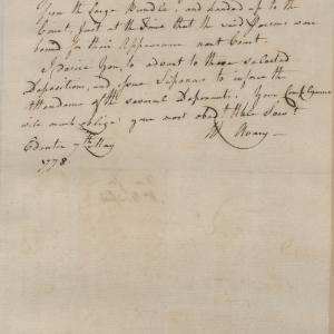 Letter from Waightstill Avery to Charles Bondfield, 7 May 1778, page 1