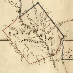 Map of the boundary between NC and SC, indicating the boundary around the Catawba Nation