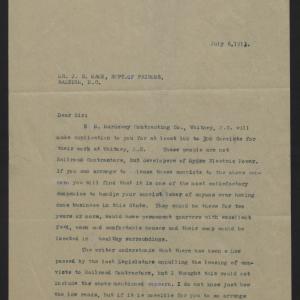 Letter from Nuchols to Mann, July 6, 1913, page 1