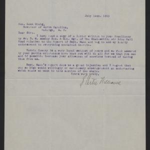 Letter from Williams to Craig, July 14, 1913