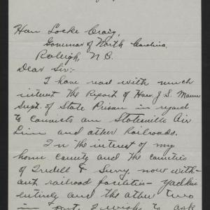 Letter from Rutledge to Craig, July 15, 1913, page 1