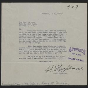 Letter from McLaughlin to Long, September 4, 1913