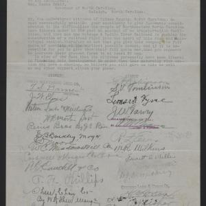 Petition from Wilkes County Business Leaders to Locke Craig, April 1914, page 1