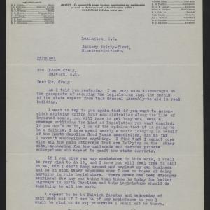 Letter from Varner to Craig, January 31, 1913
