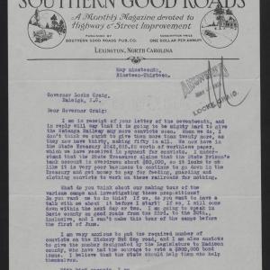 Letter from Varner to Craig, May 19, 1913