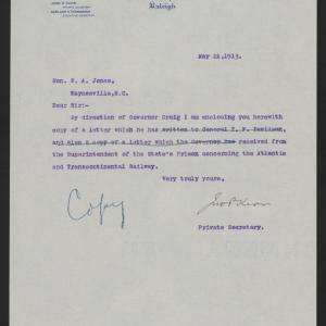 Letter from Kerr to Jones, May 21, 1913