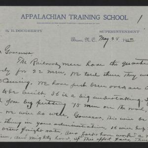 Letter from Dougherty to Craig, May 28, 1913, page 1