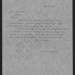 Letter from Kerr to Bingham, June 19, 1913