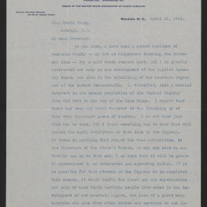Letter from Moore to Craig, April 22, 1915