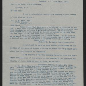 Letter from Mann to Lacy, July 14, 1915, page 1