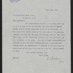 Letter from Watson to Craig, July 14, 1915