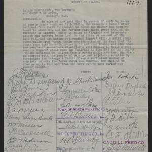 Petition from the Citizens of Wilkes County to Locke Craig and the Council of State, circa June 1916, page 1