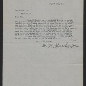 Letter from Harshaw to Craig, August 1, 1916