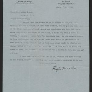 Letter from MacRae to Craig, August 9, 1916