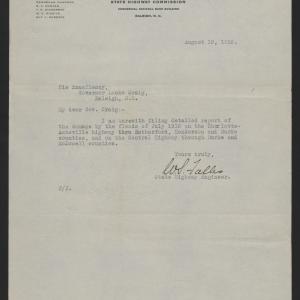 Letter from Fallis to Craig, August 19, 1916