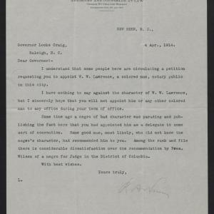 Letter from Nunn to Craig, April 4, 1914