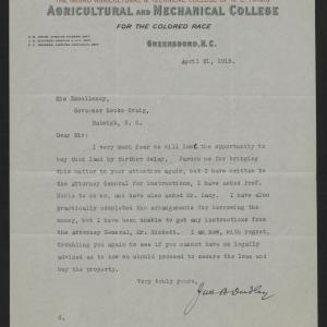 Letter from Dudley to Craig, April 21, 1915