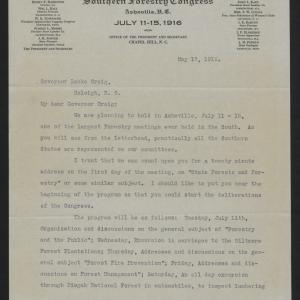 Letter from Joseph Hyde Pratt and John S. Holmes to Locke Craig, May 17, 1916, page 1
