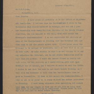 Letter from Unknown Author to Watson, October 20, 1916