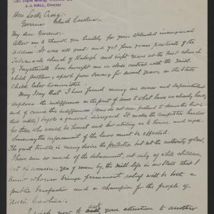 Letter from Hall to Craig, January 18, 1913, page 1