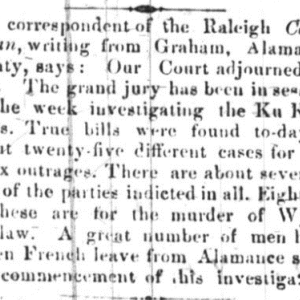 Newspaper article on Ku Klux trials, 12 January 1872. Picture 1.