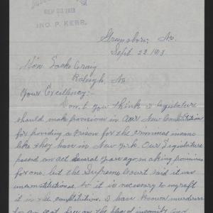 Letter from Needham to Craig, September 22, 1913