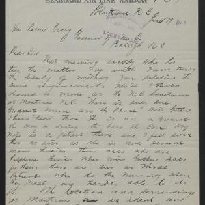 Letter from Carter to Craig, June 17, 1913, page 1