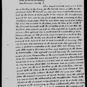 Affidavit of Armand John DeRossett in support of a Pension Claim for Lucy Brown, 5 April 1839, page 1