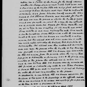 Affidavit of James Anders in support of a Pension Claim for Lucy Brown, 16 April 1839, page 1