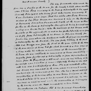 Affidavit of Eliza Lord in support of a Pension Claim for Lucy Brown, 4 April 1839, page 1