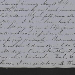 Diary Entry from Margaret Eliza Cotten, 13 May 1854, Page 1