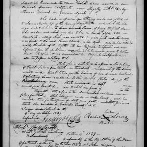 Application for a Widow's Pension from Rachel Locus, 4 October 1839, page 1