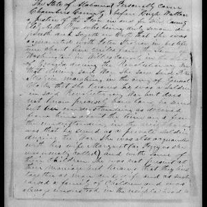 Affidavit of Elizabeth Rye in support of a Pension Claim for Margaret Strozier, 5 July 1853, page 1