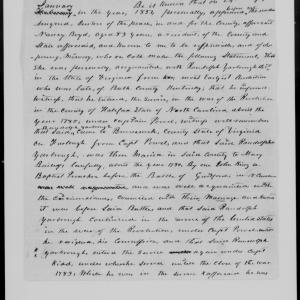 Affidavit of Nancy Boyd in support of a Pension Claim for Mary Yarborough, 24 January 1854, page 1