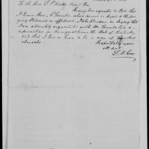 Letter from Leander Martin Cox to Loren Pinckney Waldo, 21 March 1854