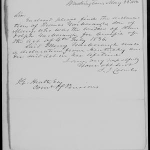 Letter from J. J. Combs to James Ewell Heath, 22 May 1852
