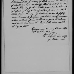 Proof of Service for William Taburn, 15 October 1845