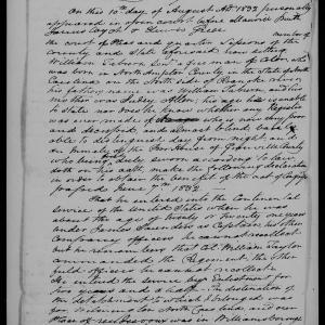 Application for a Veteran's Pension from William Taburn, 10 August 1832, page 1