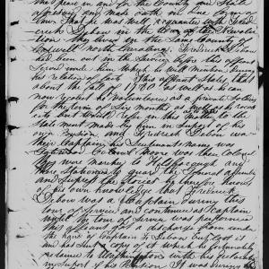 Affidavit of Alexander McMennamy in support of a Pension Claim for Rachel Debow, 14 August 1837, page 1