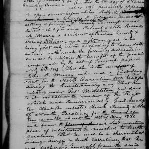 Application for a Widow's Pension from Rosana Murray, 9 November 1836, page 1