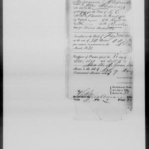 Docket for Pension from the U.S. Pension Office for Susana Alexander, 1 December 1851, page 1
