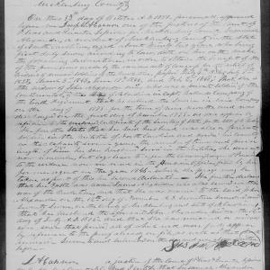 Application for a Widow's Pension from Susana Alexander, 13 October 1851, page 1