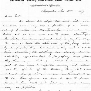 Letter from James W. Wilson to Zebulon B. Vance, 18 November 1877