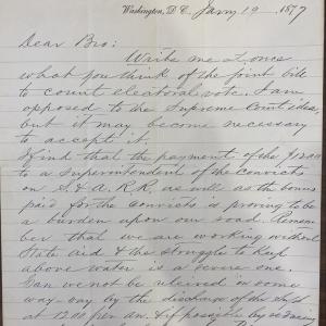 Robert B. Vance to ZBV, January 19, 1877